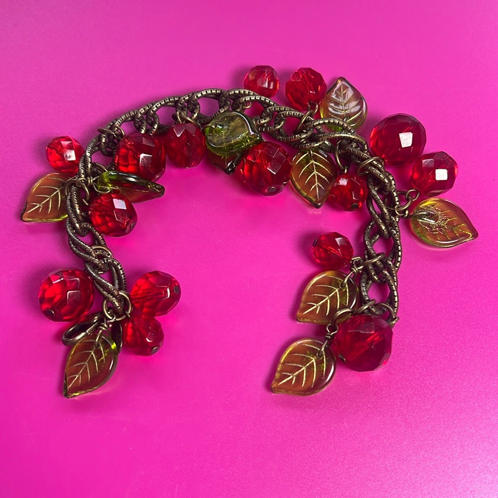 Vintage Cherry Dangle Bracelet